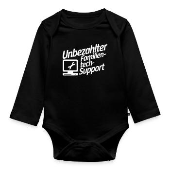 Unpaid Family Tech Support - Organic Longsleeve Baby Bodysuit - black - Front