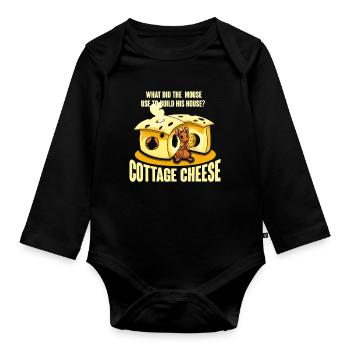 What did the mouse use to build its house? - Organic Longsleeve Baby Bodysuit - black - Front
