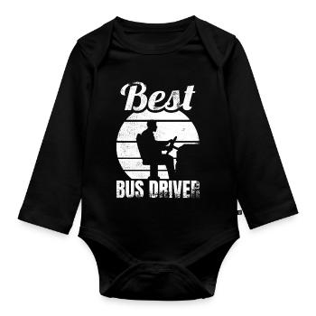 Best Bus Driver - Organic Longsleeve Baby Bodysuit - black - Front