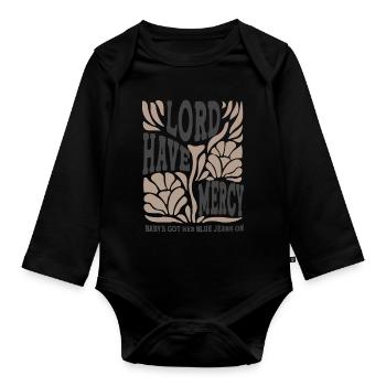 LORD HAVE MERCY Floral Script - Baby Bio-Langarm-Body - Schwarz - Vorne