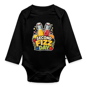 SECOND FIZZ DAY - Organic Longsleeve Baby Bodysuit - black - Front