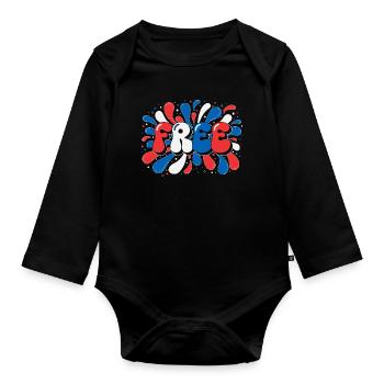 Liberté en éclats tricolores - Body Bébé bio manches longues - noir - Devant