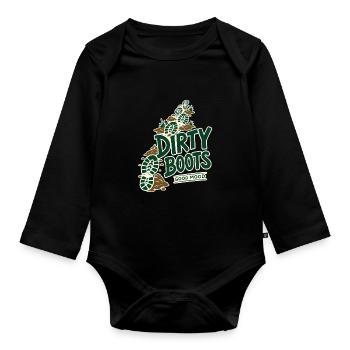 Dirty Boots Good Mood Hiking Trail Adventure Quote - Organic Longsleeve Baby Bodysuit - black - Front
