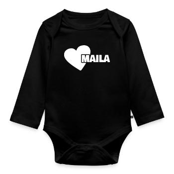 Gift for Maila - Organic Longsleeve Baby Bodysuit - black - Front