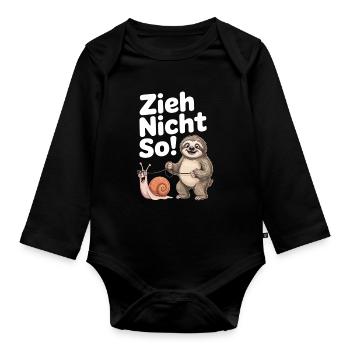 Schnecke Faultier - Baby Bio-Langarm-Body - Schwarz - Vorne
