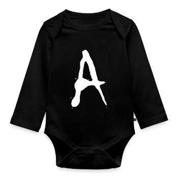 Buchstabe A - Baby Bio-Langarm-Body - Schwarz - Vorne