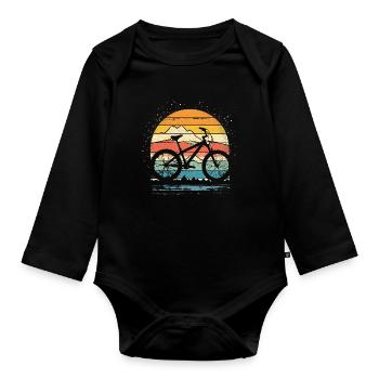 Mountainbike Retro Style - Baby Bio-Langarm-Body - Schwarz - Vorne