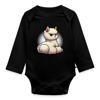 alpaca llama owner alpaca llamas llamas llamas - Organic Longsleeve Baby Bodysuit - black - Front