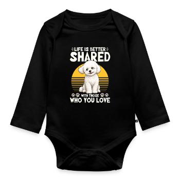 Bichon Frise Dog Breed - Organic Longsleeve Baby Bodysuit - black - Front