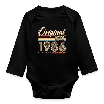 40 Birthday 40 Years 1986 Vintage Born - Organic Longsleeve Baby Bodysuit - black - Front