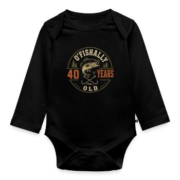 Officially 40 years | Humor Birthday Fishing - Organic Longsleeve Baby Bodysuit - black - Front