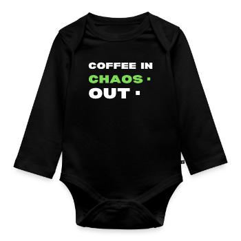 Le café dans le chaos. Dehors - Body Bébé bio manches longues - noir - Devant