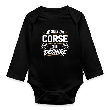 Je suis un Corse qui déchire - Body Bébé bio manches longues - noir - Devant