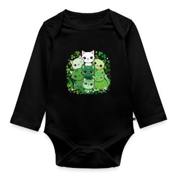 Bande du Chat Trèfle - Body Bébé bio manches longues - noir - Devant