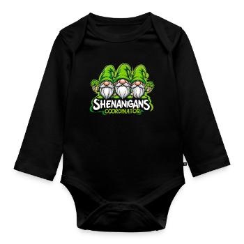 Shenanigans Coordinator Garden Gnome - Organic Longsleeve Baby Bodysuit - black - Front