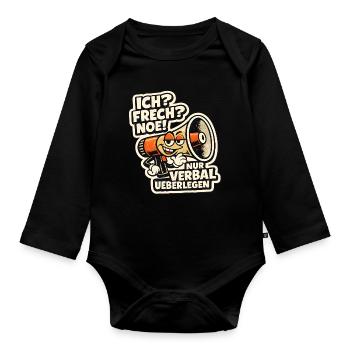 Verbal Überlegen Megaphone Cartoon - Baby Bio-Langarm-Body - Schwarz - Vorne
