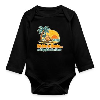 Rente am Strand Spruch - Baby Bio-Langarm-Body - Schwarz - Vorne