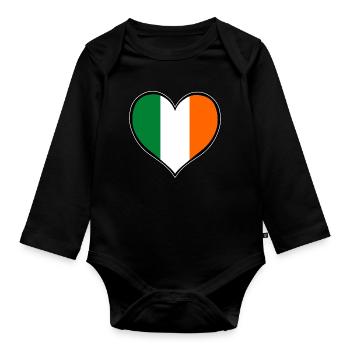 Ireland Heart Flag - Organic Longsleeve Baby Bodysuit - black - Front