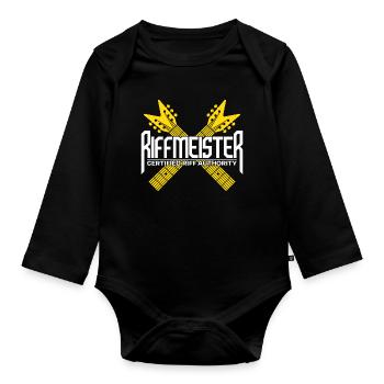 Riffmeister Crossed Guitars - Organic Longsleeve Baby Bodysuit - black - Front