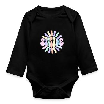 Strahlende Pastellsonne - Baby Bio-Langarm-Body - Schwarz - Vorne