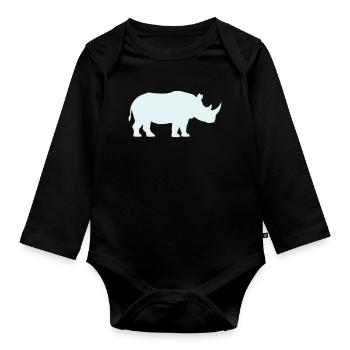 Pastell Rhino Silhouette - Baby Bio-Langarm-Body - Schwarz - Vorne