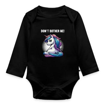 Ne me dérange pas, unicornes licornes fan de licornes - Body Bébé bio manches longues - noir - Devant
