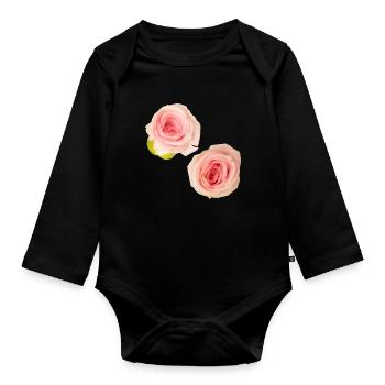 Isolated_Soft_Pink_Rose_Buds_Macro_Photography - Organic Longsleeve Baby Bodysuit - black - Front