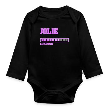 Jolie as birth - Organic Longsleeve Baby Bodysuit - black - Front
