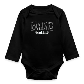 Mama Fondée en 2026 – Future maman aux lettres fortes - Body Bébé bio manches longues - noir - Devant