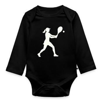 Silhouette du joueur de tennis - Body Bébé bio manches longues - noir - Devant