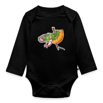 Flame Snake mit Grün, Orange, Schwanz - Baby Bio-Langarm-Body - Schwarz - Vorne