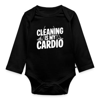 Putzen ist mein Cardio - Baby Bio-Langarm-Body - Schwarz - Vorne