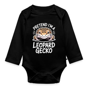Paroles du gecko léopard Drôle de cadeau drôle de gecko léopard - Body Bébé bio manches longues - noir - Devant