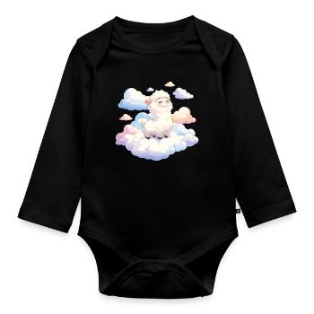 Agneau nuage dans la lumière du rêve - Body Bébé bio manches longues - noir - Devant