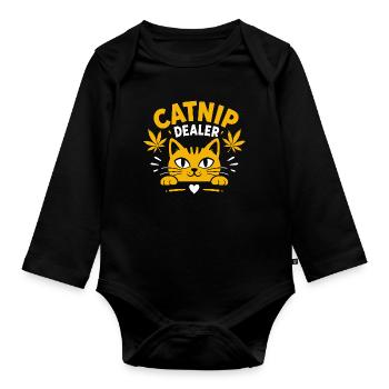 Gelbe Nip-Händlerkatze - Baby Bio-Langarm-Body - Schwarz - Vorne