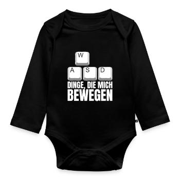 WASD Dinge Die Mich Bewegen - Baby Bio-Langarm-Body - Schwarz - Vorne