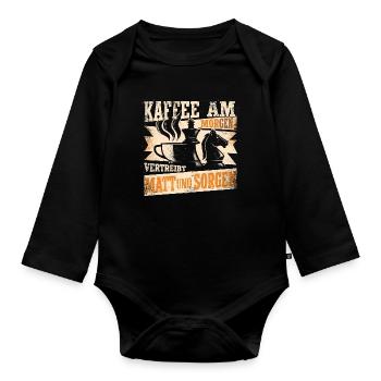 Schach Kaffee T-Shirt | Lustiges Geschenk Spieler - Baby Bio-Langarm-Body - Schwarz - Vorne