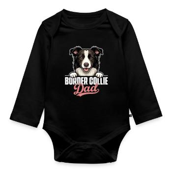 Border Collie Papa Chien de berger Chien d’agilité - Body Bébé bio manches longues - noir - Devant