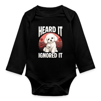 Bichon Frise Dog Breed - Organic Longsleeve Baby Bodysuit - black - Front