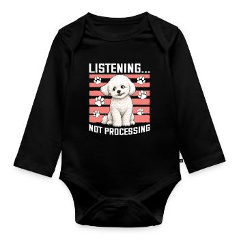 Bichon Frise Dog Breed - Baby Bio-Langarm-Body - Schwarz - Vorne