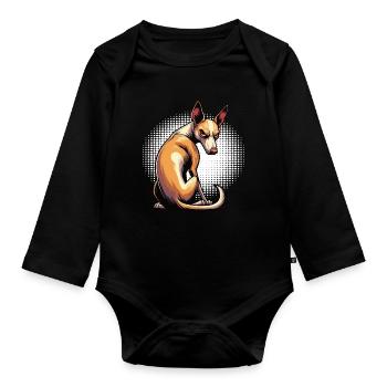 Podenco Podencos Amoureux de Podenco Podenco Propriétaires de Podenco - Body Bébé bio manches longues - noir - Devant