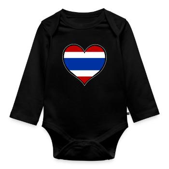 Drapeau du cœur de Thaïlande - Body Bébé bio manches longues - noir - Devant