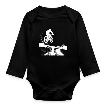 MTB POV Sprung Mountainbike Downhill Design - Baby Bio-Langarm-Body - Schwarz - Vorne