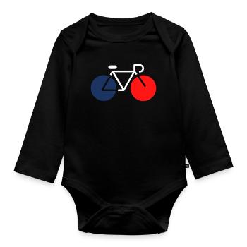 Fahrrad weiß, blau, rot - Baby Bio-Langarm-Body - Schwarz - Vorne