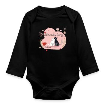  Einschulung 2026 - Baby Bio-Langarm-Body - Schwarz - Vorne