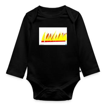 Flammenlinien Gelb-Rot - Baby Bio-Langarm-Body - Schwarz - Vorne