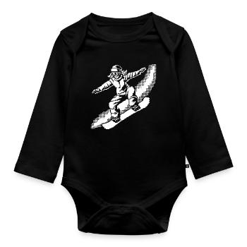 Graphisme Pixel Snowboarder - Body Bébé bio manches longues - noir - Devant