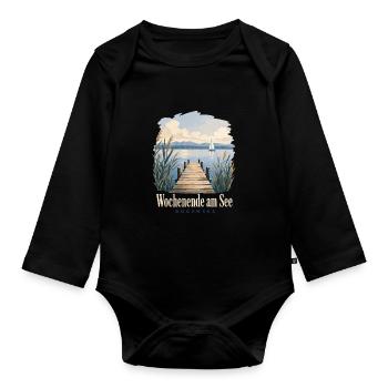 Wochenende am See, Bodensee Uferkind Heimatmotiv - Organic Longsleeve Baby Bodysuit - black - Front