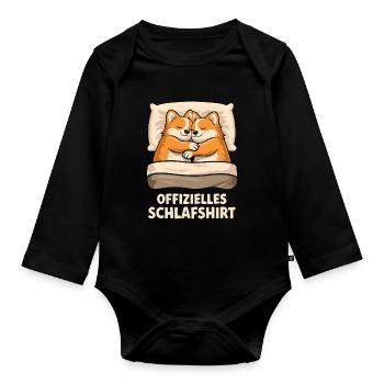 Offizielles Schlafshirt Fuchs Füchse - Baby Bio-Langarm-Body - Schwarz - Vorne