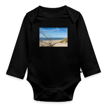 Idylle de la mer du Nord danoise : plage de Søndervig - Body Bébé bio manches longues - noir - Devant